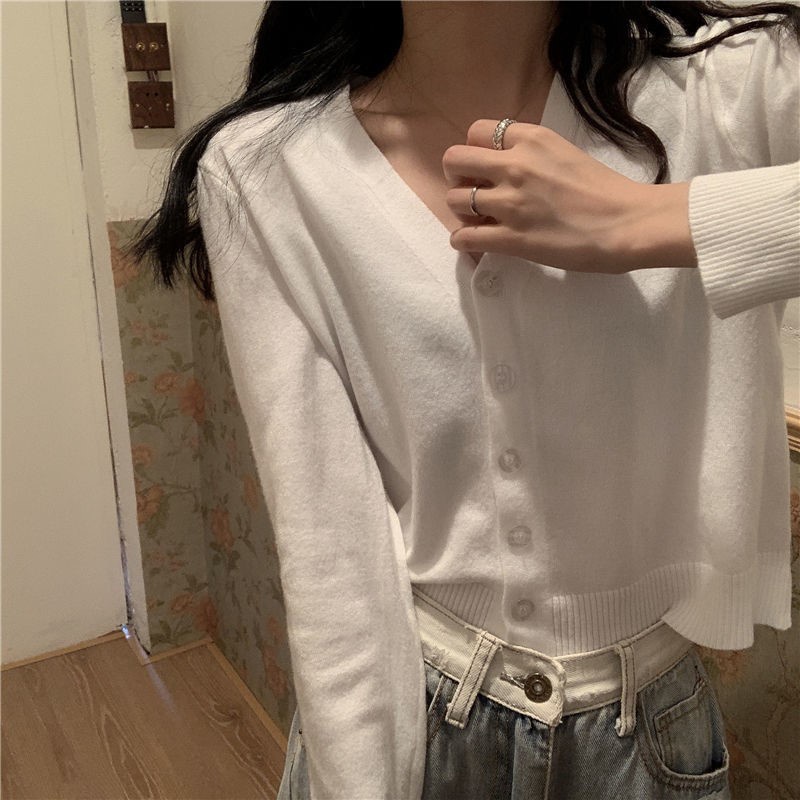 Áo khoác cardigan NZN dệt kim tay dài cổ chữ V phong cách Hàn Quốc thời trang mùa thu cho nữ