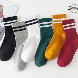 Tất Nữ Cổ Cao Kẻ Sọc Ngang Phong Cách Vintage Hàn Quốc