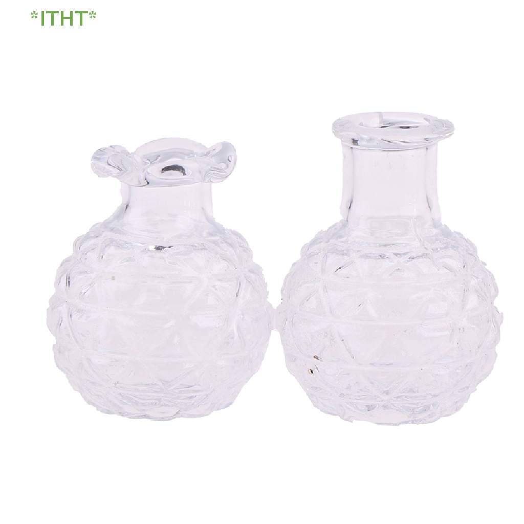 Set 2 Bình Hoa Thủy Tinh Mini Tỉ Lệ 1: 12 Dùng Để Trang Trí Nhà Búp Bê Mới
