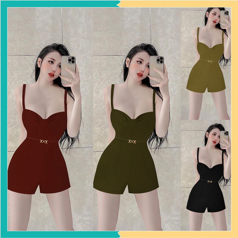 Jumpsuit ngắn jum short cúp ngực 2 dây kèm belt xinh xắn J1173