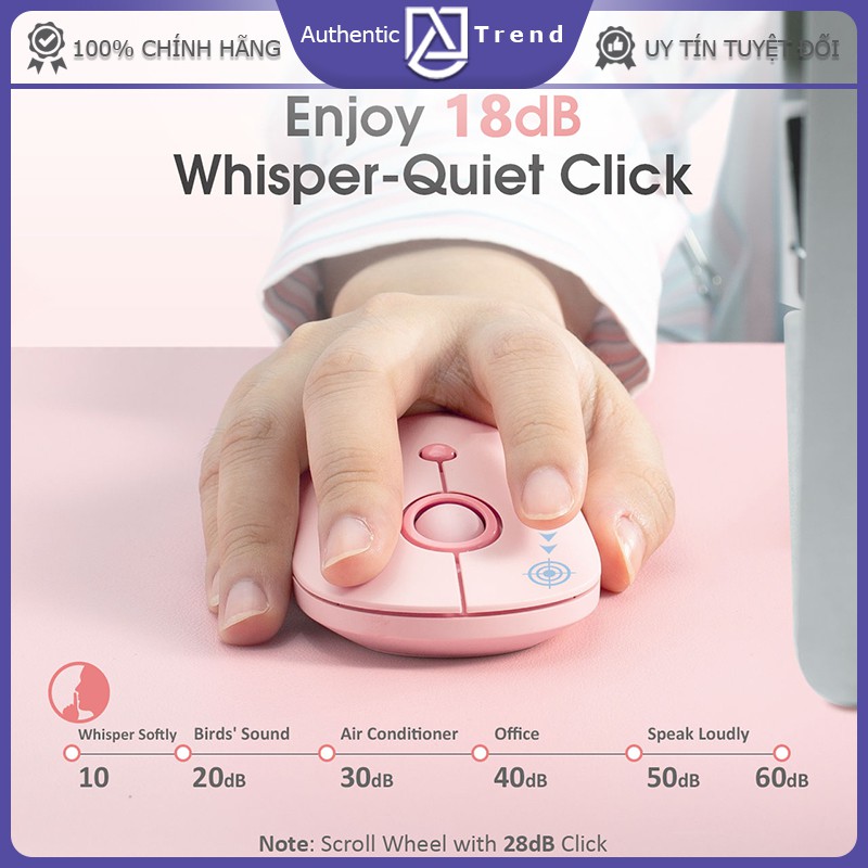 Chuột không dây yên tĩnh VicTsing viên đá cuội sắc màu - Dòng chuột im lặng mỏng nhẹ độ nhạy 3200 DPI cảm biến quang học