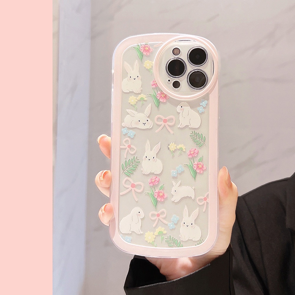 Ốp Điện Thoại tpu Dẻo + Silicon In Hình Thỏ Đáng Yêu Cho iphone 11 12 13 pro max mini XR XS 7 8 plus