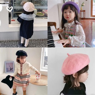 MEW WIF0 Nón Beret Màu trơn tuột tru Hợp thời trang Cho Bé Gái 18 8
