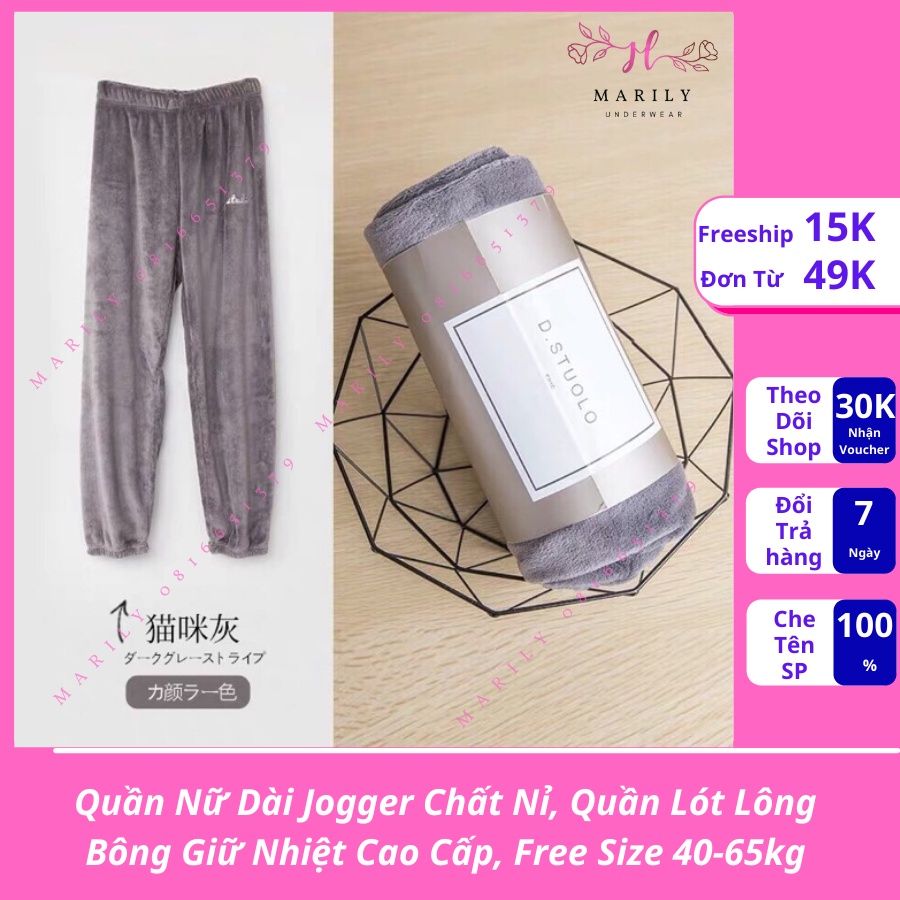 Quần Nữ Dài Jogger Chất Nỉ, Quần Lót Lông Bông Giữ Nhiệt Cao Cấp