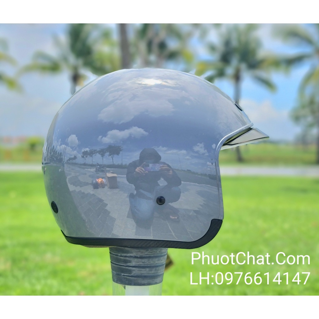 Nón bảo hiểm 3/4 kính âm M139 màu xi măng cao cấp