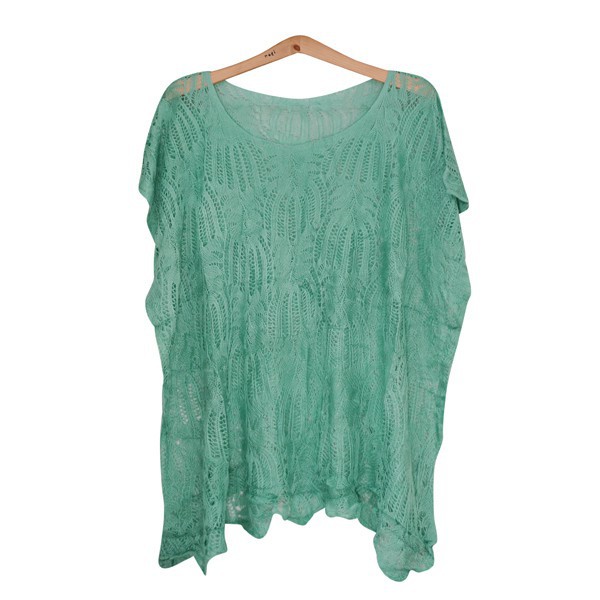 Áo len lưới from dài rộng họa tiết năm nhánh dịu dàng | BigBuy360 - bigbuy360.vn