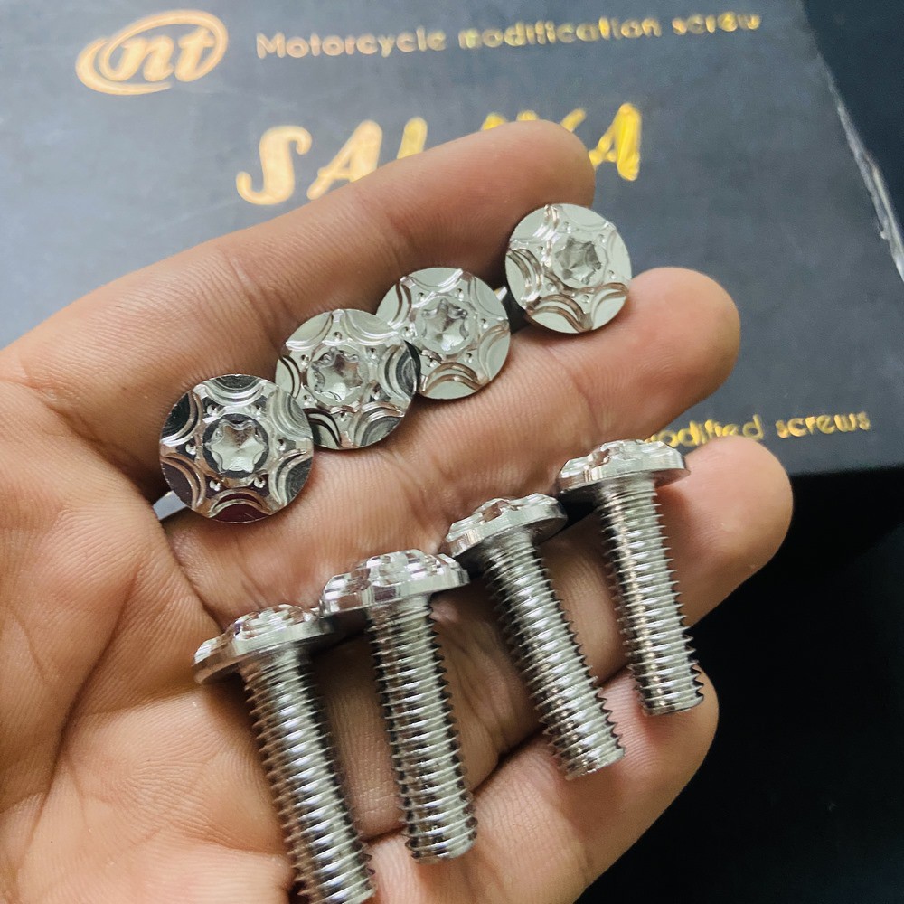 ỐC INOX SALAYA NGÔI SAO 2 TẦNG ĐẦY ĐỦ CÁC SIZE THÔNG DỤNG CHO XE HONDA, YAMAHA