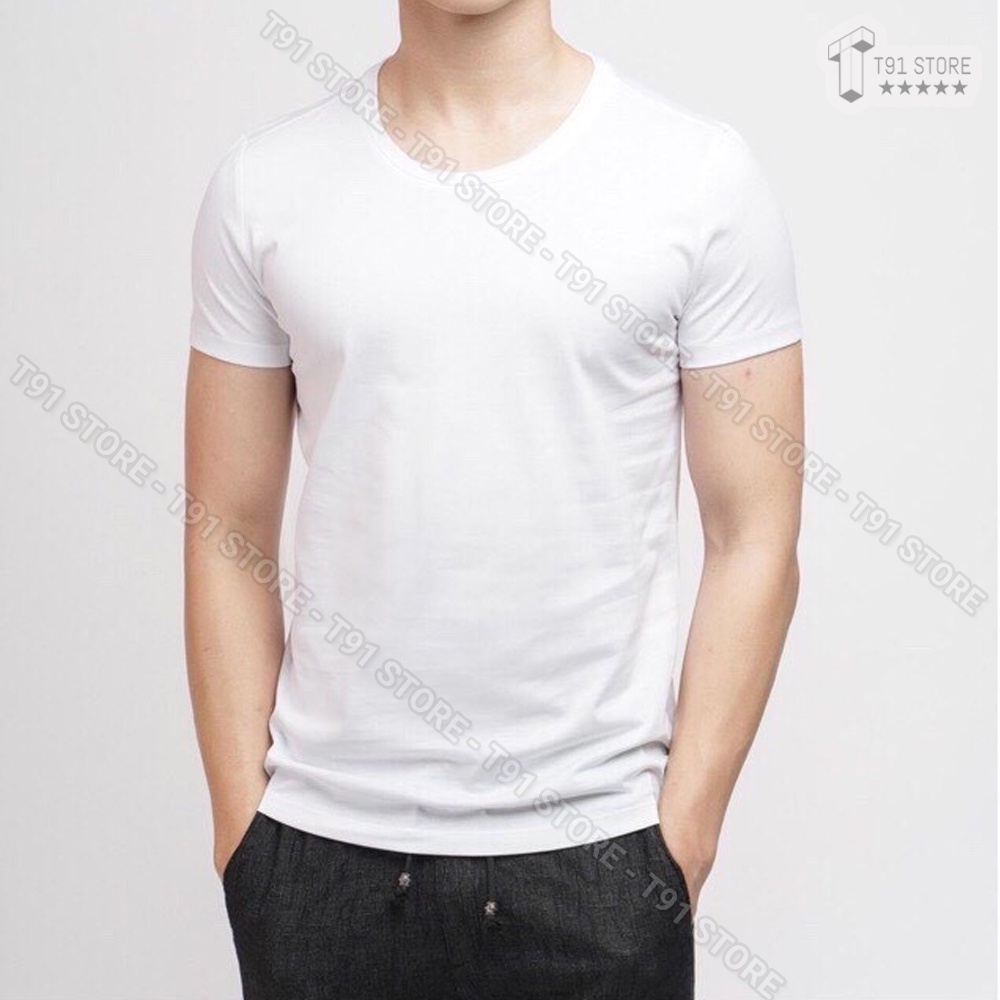 Áo cộc tay chất liệu cotton, thoáng mát, thấm hút mồ hồi tốt - Áo lót cho nam màu trắng mặc ở nhà, đi ngủ