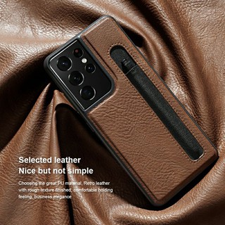 Ốp lưng da Nillkin Aoge Leather Case cho Samsung S21 , S21 Plus , S21 Ultra kèm khe để bút chính hãng cao cấp