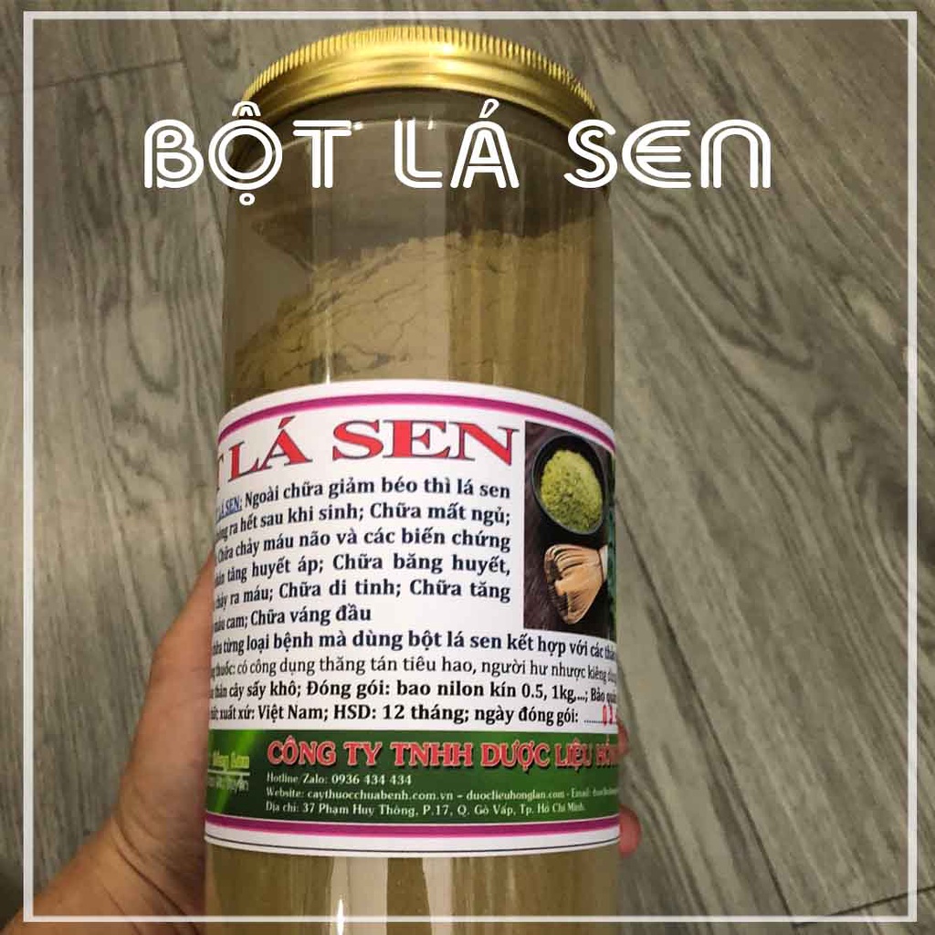 Bột lá sen hũ 500g sấy lạnh 100% nguyên chất - giúp giảm mỡ béo, ngủ ngon - Hàng Công ty loại 1