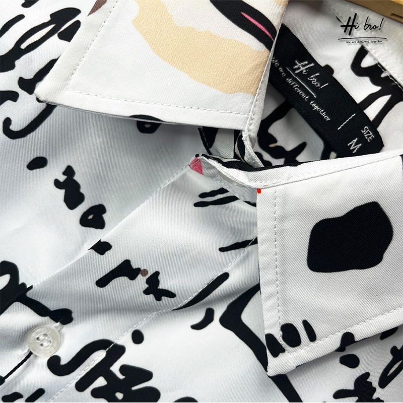 Áo sơ mi nam tay ngắn họa tiết HIBRO chất vải lụa Kate Mỹ cao cấp mềm, mịn, mát không nhăn và không bong tróc - MÃ H05