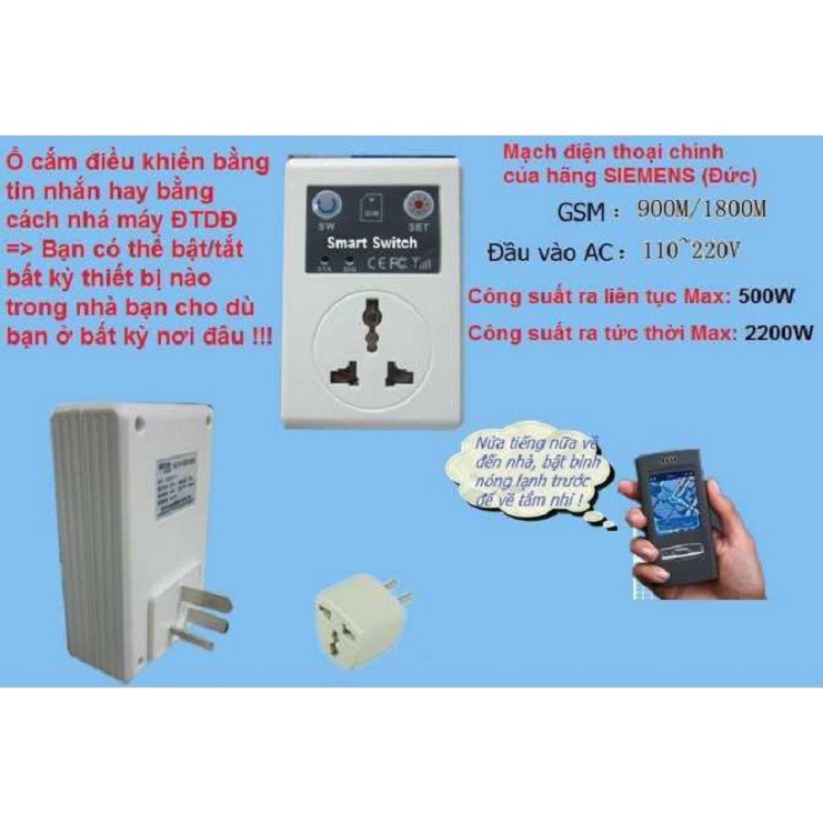 [Hàng tốt] Ổ cắm điều khiển từ xa bằng sim điện thoại SC1-GSMV