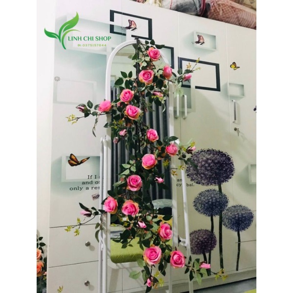 Dây hoa giả / Dây hoa hồng giả 2m hàng trung quốc