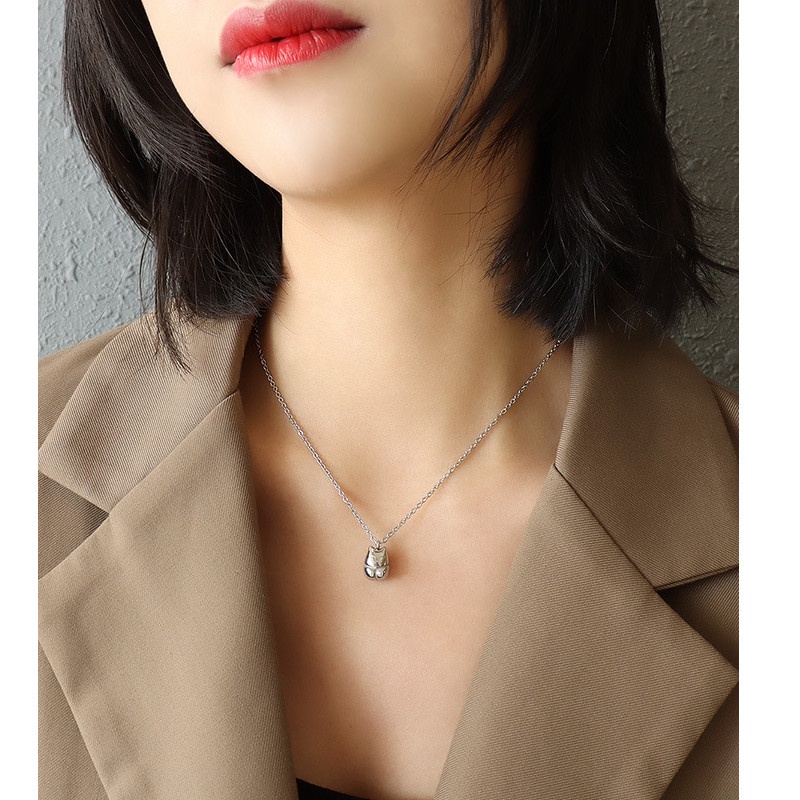 Dây Chuyền Titan Ko Han Rỉ Mèo May Mắn TT 4028