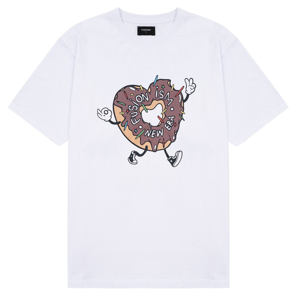Áo thun in hình Donut Fusionism - Màu Trắng - Unisex - Form Oversize