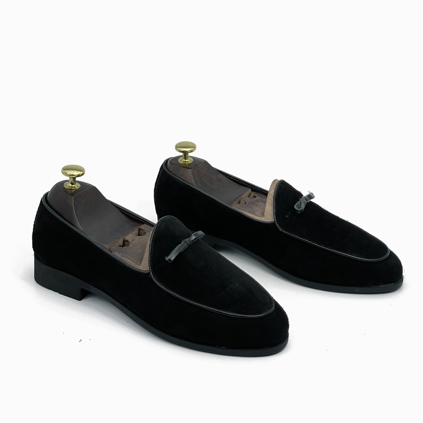 Giày lười nam da lộn Belgien Loafer da bò thật bh 1 năm - Mã T140