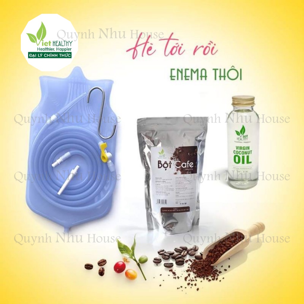 Dụng cụ thải độc cà phê thụt tháo đại tràng - Túi súc ruột Silicone 2L Viet Healthy (Coffee Enema Bag Kit)