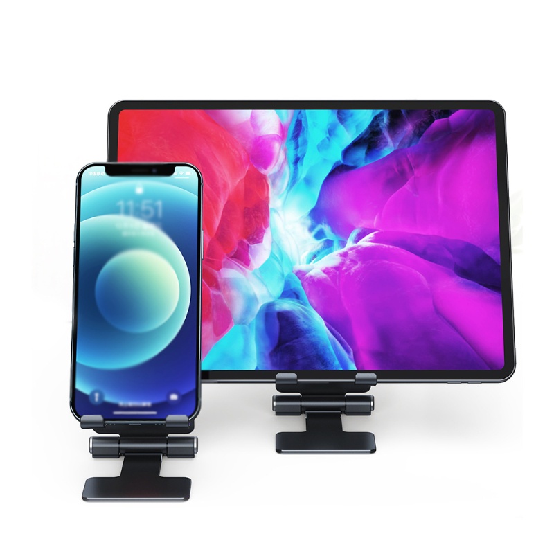 Giá Đỡ Điện Thoại / Máy Tính Bảng Bằng Nhôm + Silicon Chống Trượt Có Thể Gấp Gọn Tiện Dụng Cho Gia Đình