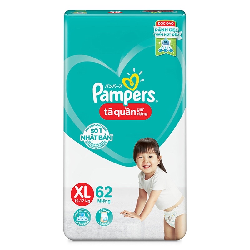 TÃ QUẦN PAMPERS SIZE XL 62 MIẾNG (12 - 17KG)/ BỈM QUẦN PAMPERS XL62