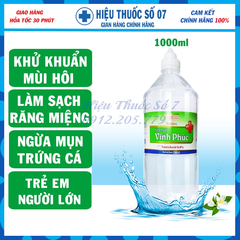 Nước muối Vĩnh Phúc Smile chai 500ml - 1000ml Nước súc miệng