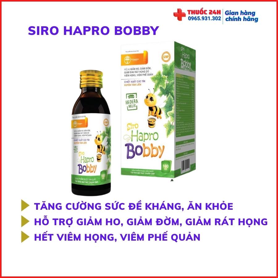 Siro ho cho bé  - hapro bobby - giảm ho, ho khó, ho khan, ho có đờm, tiêu đờm, giảm đau rát họng