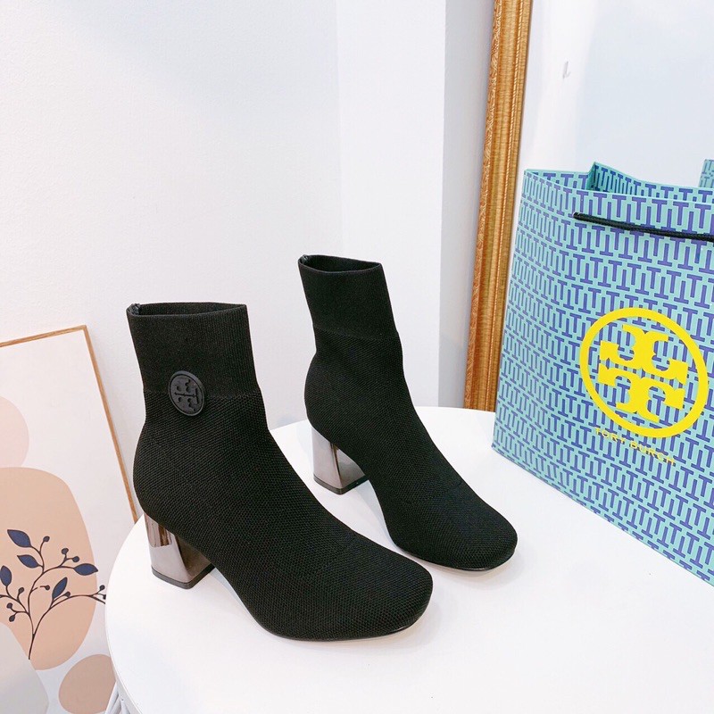 Bốt len lửng tory burch gót tráng gương fullbox
