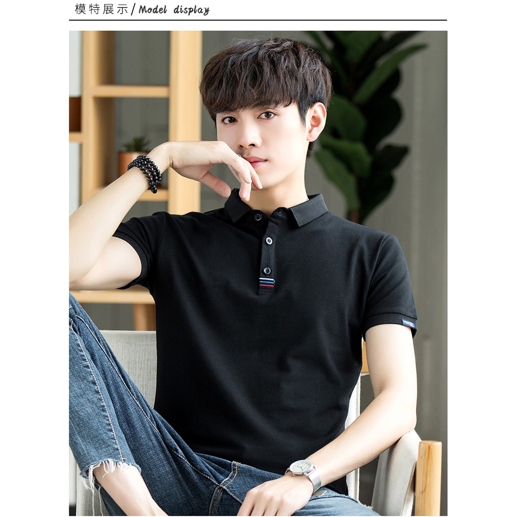 ( Mẫu 2021 ) Áo Polo Cổ Bẻ, Màu Đen Trắng Form Chuẩn Phong Cách Hàn Quốc | BigBuy360 - bigbuy360.vn
