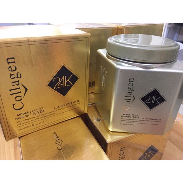 Kem Ủ Tóc  Collagen Vàng 24k  1000ML  Siêu Mềm Mượt Tóc, Phục Hồi tóc hiệu quả