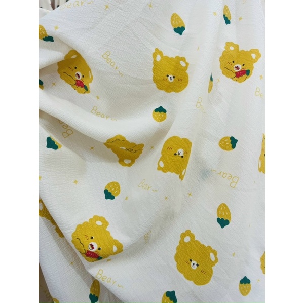 vải đũi xốp con gấu bear to mềm mại ko nhăn may đồ bộ mềm mát không nhăn