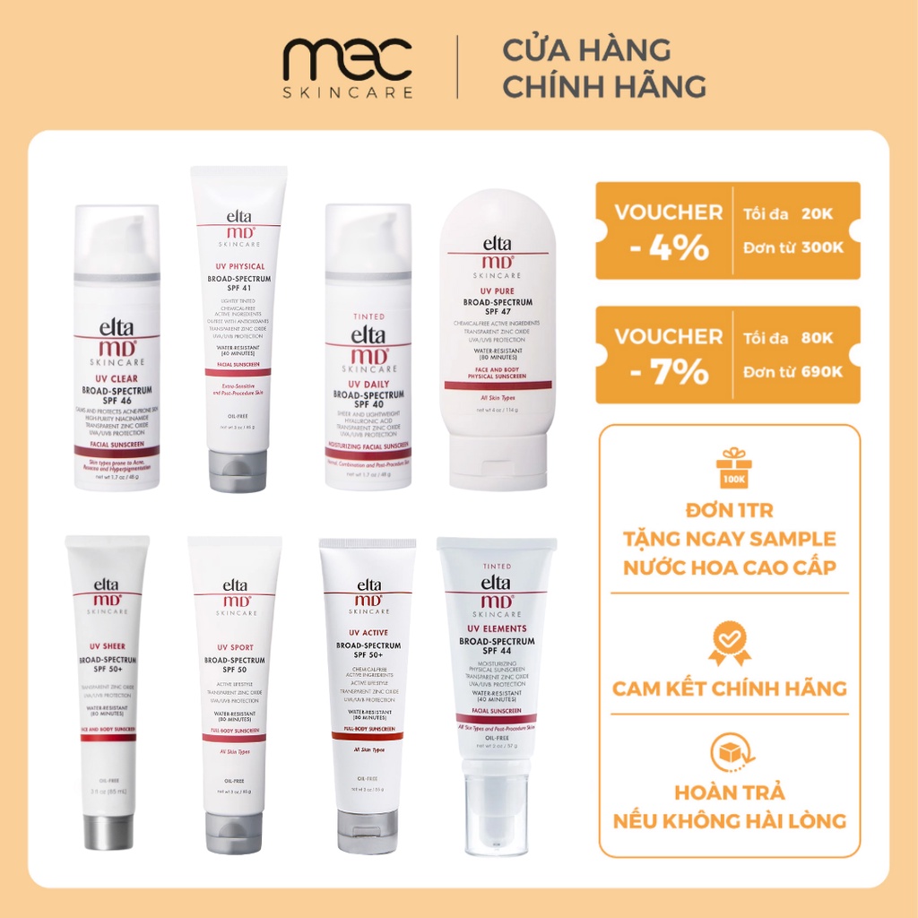 Kem chống nắng Elta MD SPF40/SPF41/SPF44/SPF46/SPF50 Thích hợp cho mọi loại da - Mecskincare,
