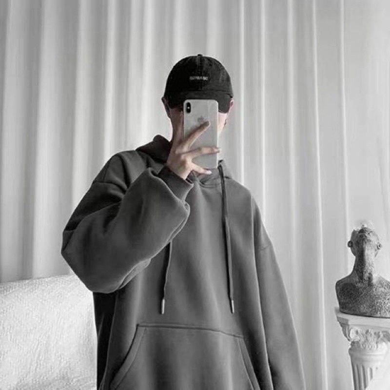 Hoodie xám trơn