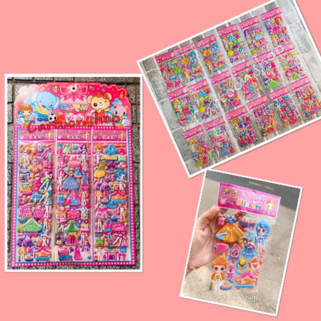 Set 18 sticker hình dán búp bê thay quần áo