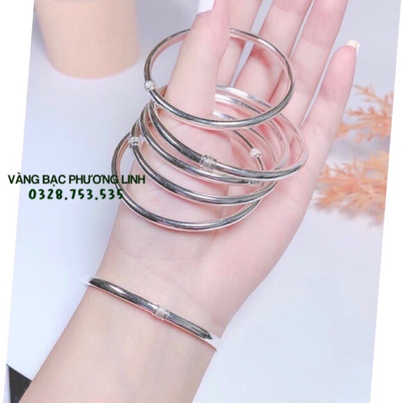 Vòng trơn thân tròn bản rỗng dày dặn cho nữ- Lắc tay bạc ta