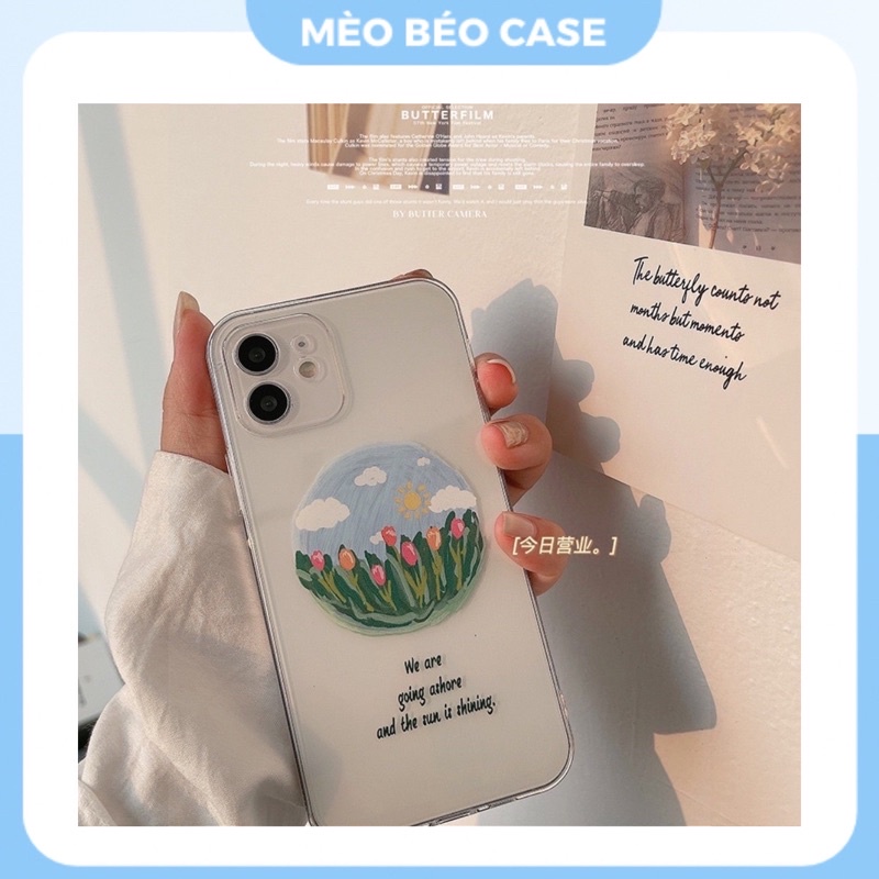 (SIÊU RẺ) Ốp lưng iphone trong hình tròn hoa tuylip shining 7plus/8/8plus/x/xr/xs/11/12/13/pro/max/plus/promax