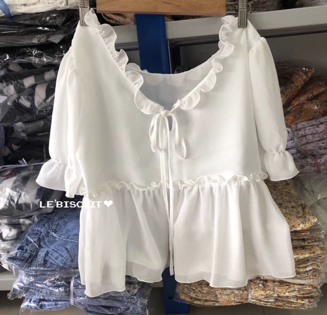 Áo cổ sen cột dây