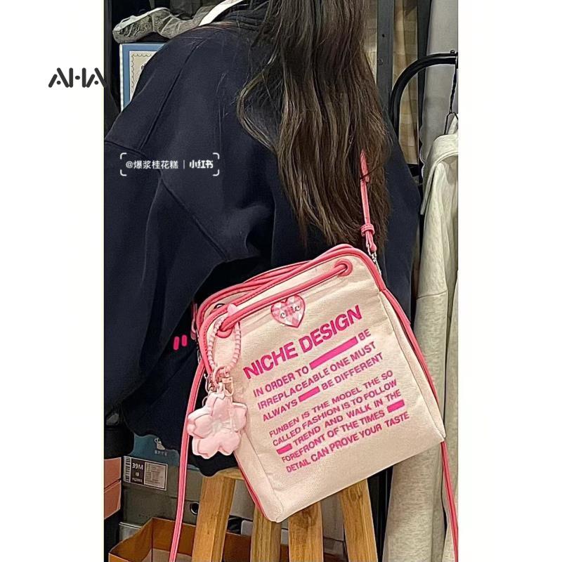 Túi đeo vai AHA official vải canvas in họa tiết kiểu cổ điển dễ phối đồ thời trang cho nữ