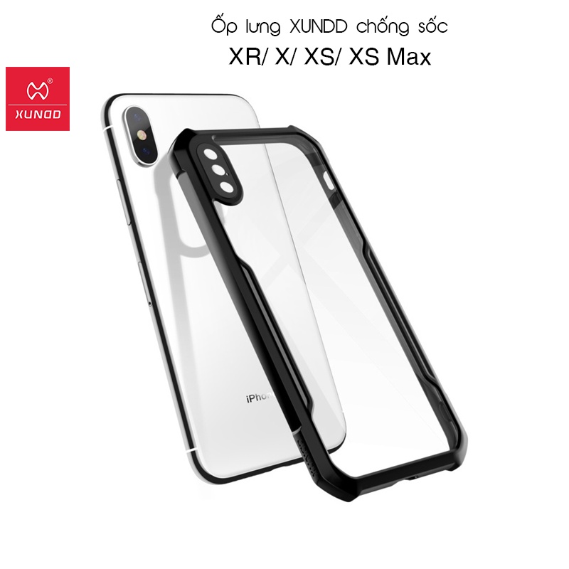 Ốp lưng XUNDD iPhone XR/ X/ XS/ XS Max  - Chống shock, Mặt lưng trong - Đen