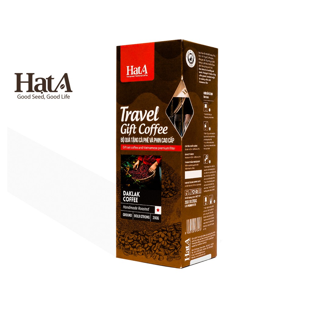 Cà phê rang xay Hạt A Cafe Travel Gift Coffee 100% hạt Robusta Dak Lak nguyên chất 200gr