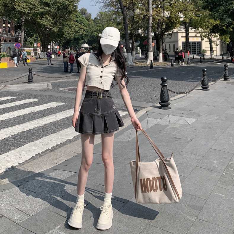 Chân váy denim ZHELIHANGFEI dáng chữ A eo cao tôn dáng thời trang hè cho nữ