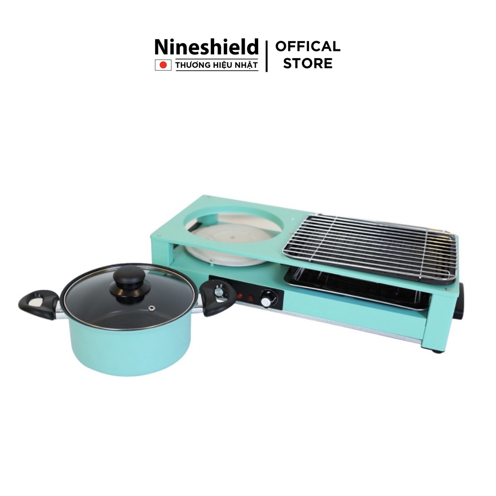 Bếp nướng điện Nineshield KB303 - Bếp lẩu nướng đa năng 2 trong 1 tiện lợi - Chống dính - Hàng chính hãng