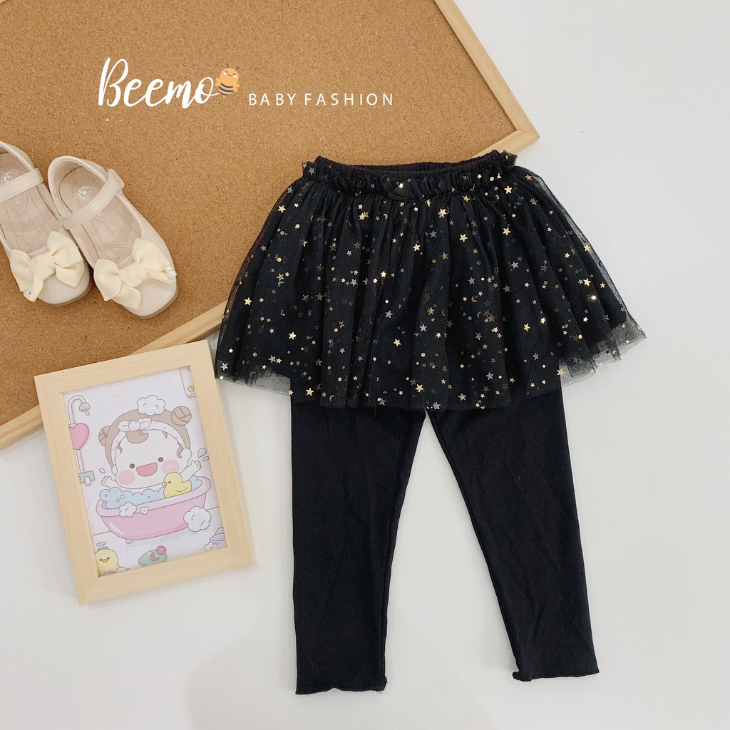 Quần legging cotton phối chân váy lưới cho bé gái Magickids quần legging co giãn thấm hút mồ hôi cho trẻ em QĐ21015