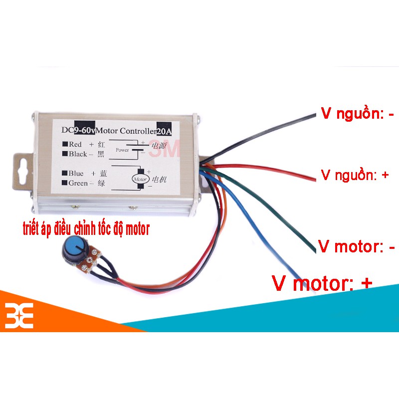 Module Điều Khiển Tốc Độ Động Cơ DC PWM 9-60V 20A 1200W 25Khz