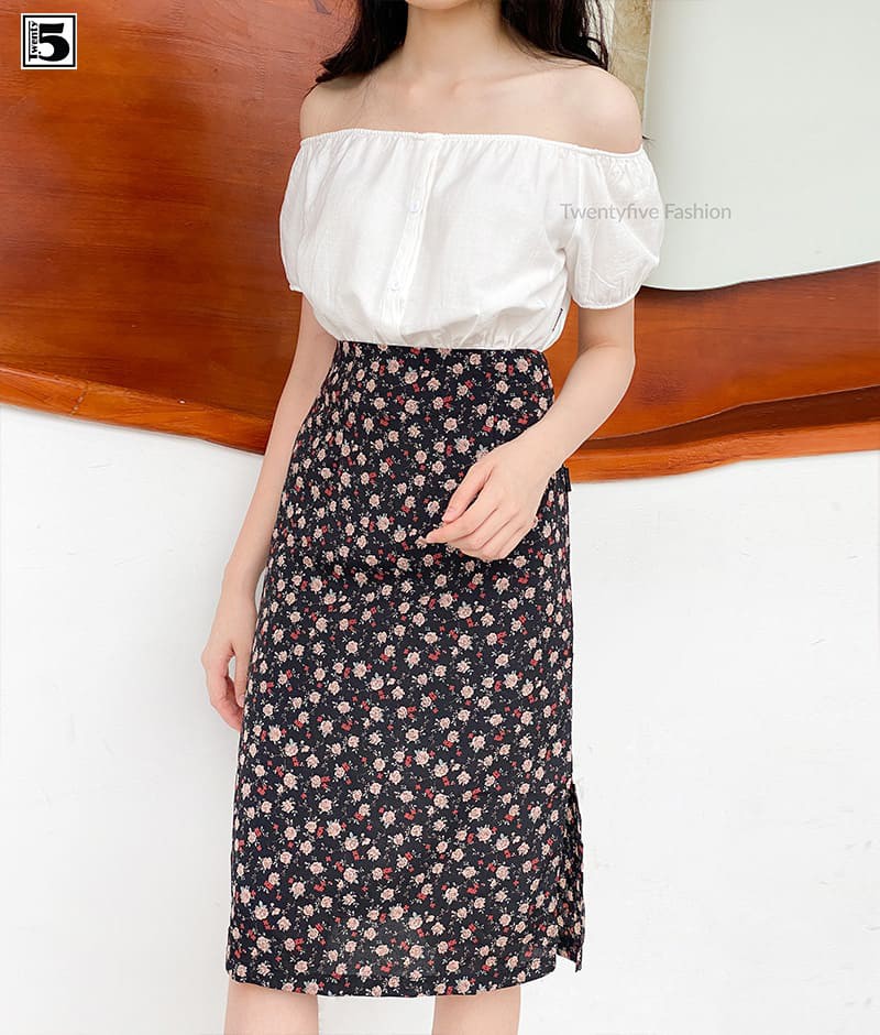 Chân váy nữ dài xẻ tà Twentyfive N310