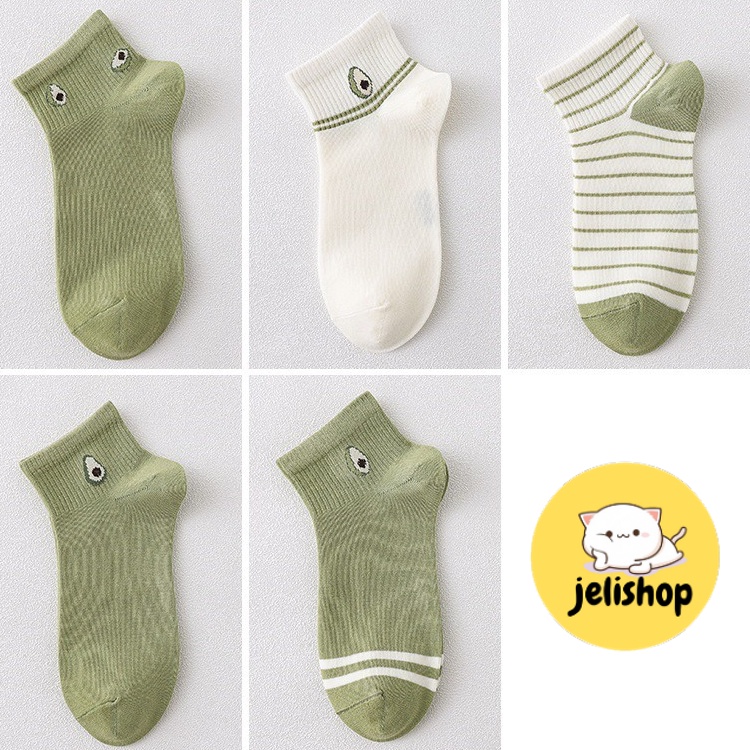 ẢNH THẬT  Tất - vớ nữ cổ cao họa tiết màu xanh lá dễ thương, xinh xắn Jelishop
