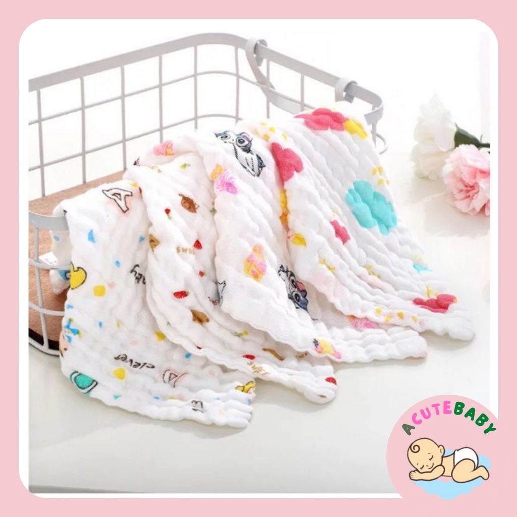 Set 5 khăn mặt xô nhăn 6 lớp ( Mẫu mới) - VUBABY
