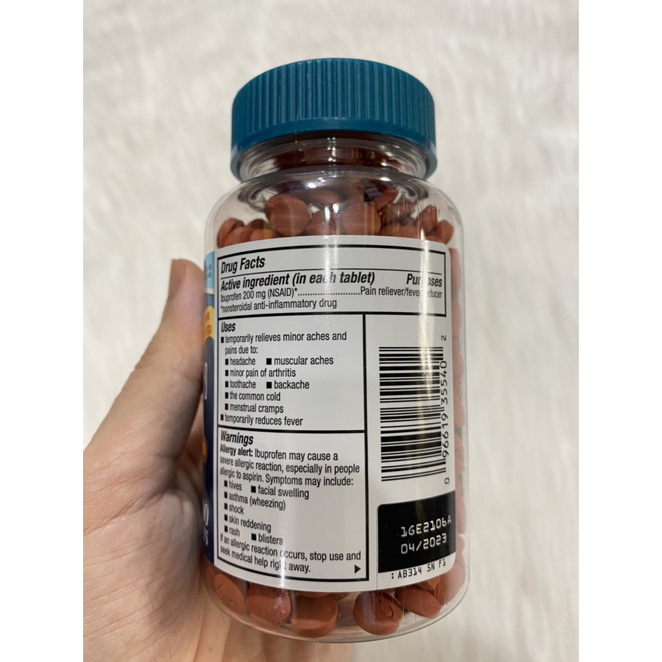 Thực phẩm chức năng Viên giảm đau Kirkland Ibuprofen 200mg 500 viên Mỹ