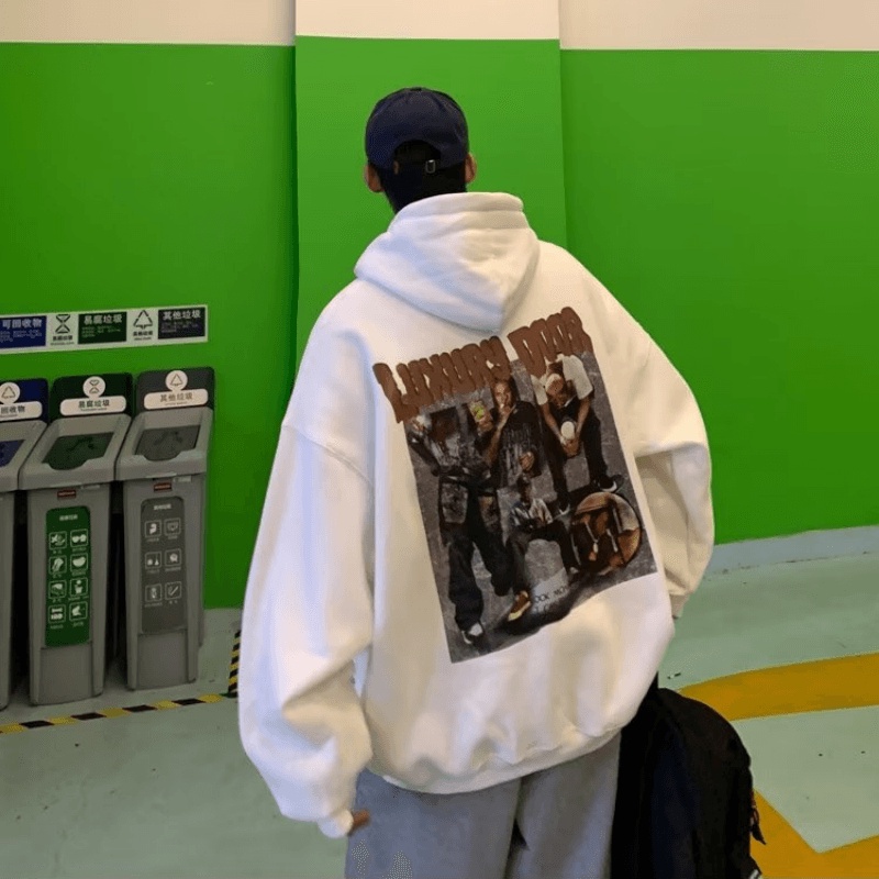 Áo hoodie Dáng Rộng In Chữ Phong Cách Hip Hop Đường Phố Nhật Bản Chất Lượng Cao Cho Nam Và Nữ