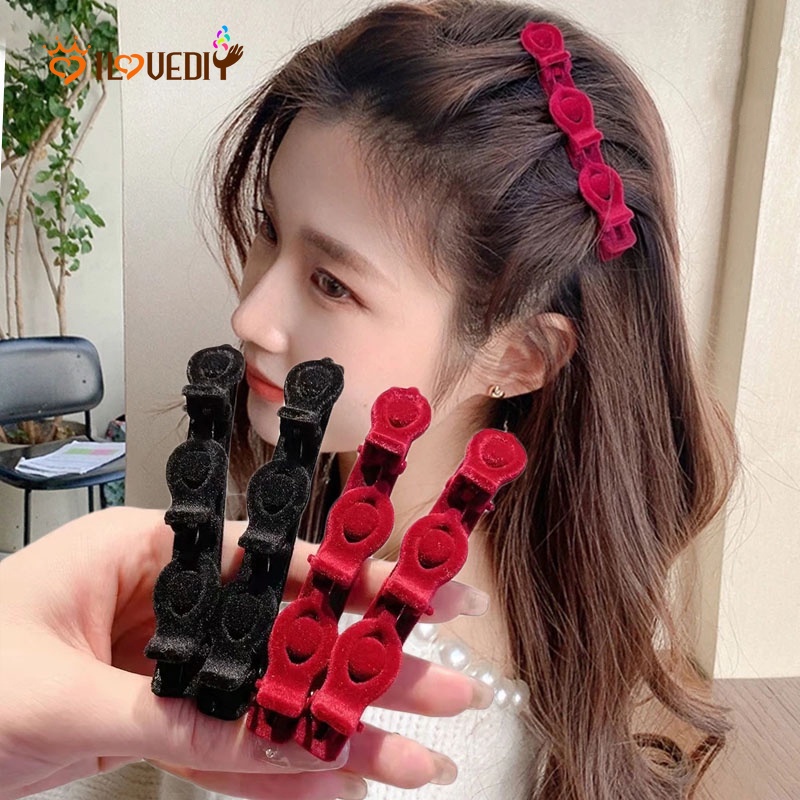 Kẹp Tóc Mái Hàn Quốc Bằng Vải Nhung Dễ Thương Dành Cho Nữ