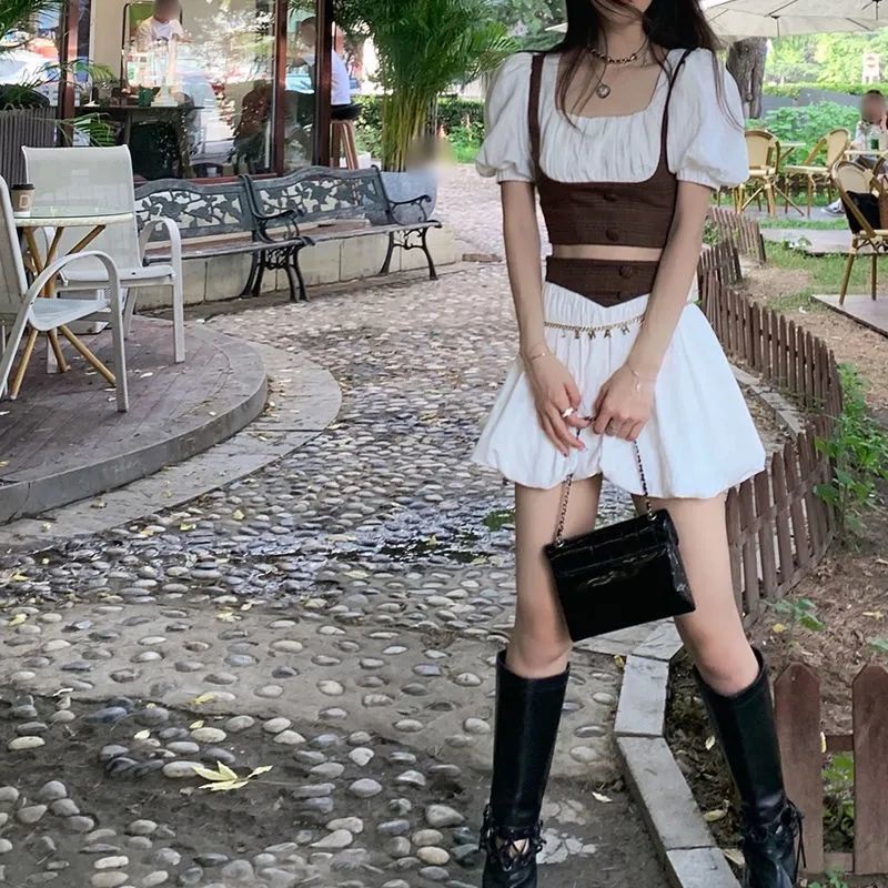 Set Áo Trắng + Chân Váy Ngắn Phong Cách Công Chúa Cổ Điển Cho Nữ | BigBuy360 - bigbuy360.vn