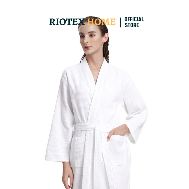 Áo choàng tắm khách sạn RIOTEX HOME vải tổ ong 100% cotton mềm mại, thấm hút tốt